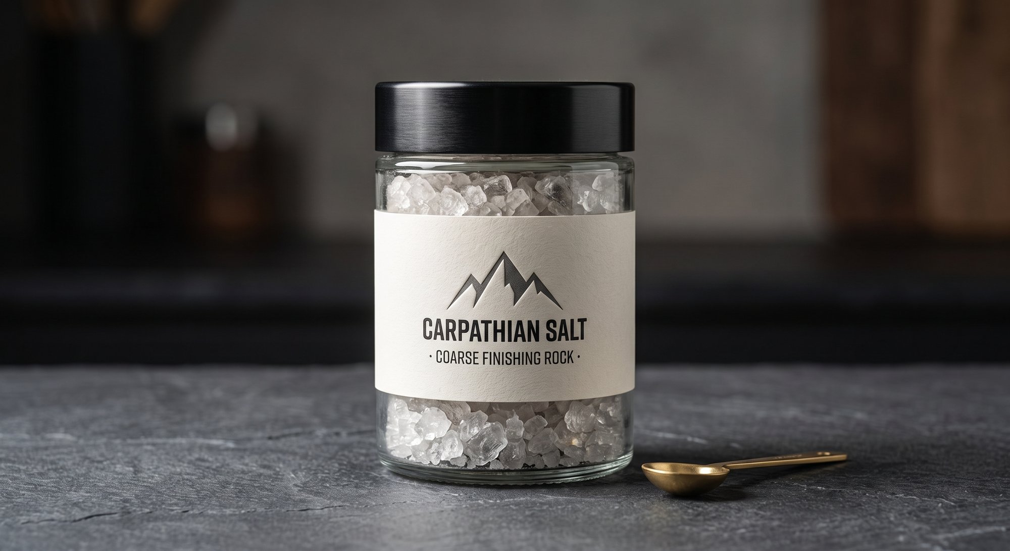 Coarse Finishing Rock Salt in glass jar