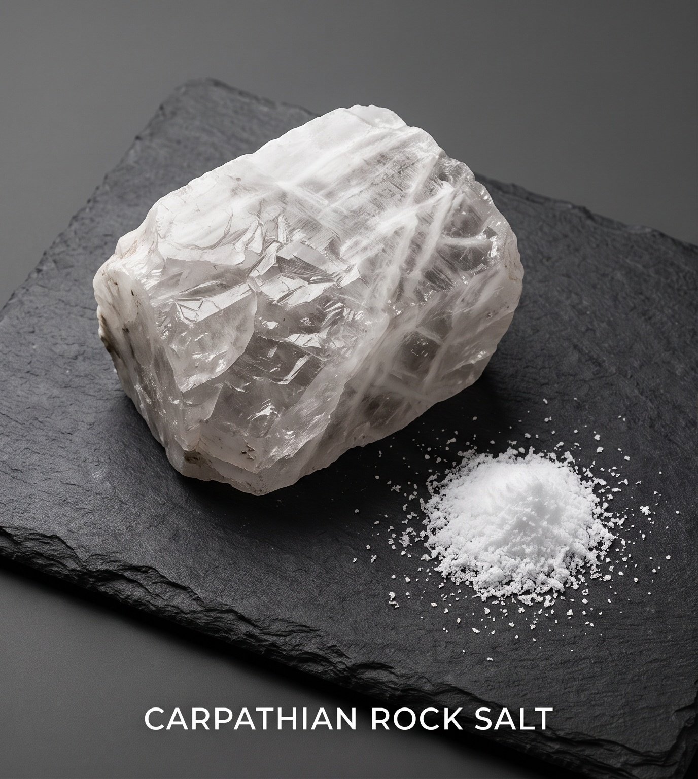 Carpathian rock salt block close-up showing natural texture